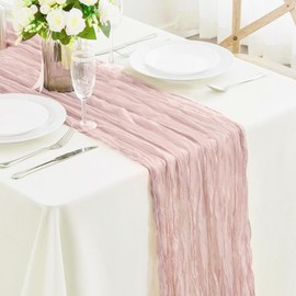 CoFashion Dust Pink Table Runner 17x108 Inches for 1 Pack Galentines Day Decor Cheesecloth Table Runner 9FT Boho Spring Tablerunner for Wedding Party Easter Baby Shower Decorations