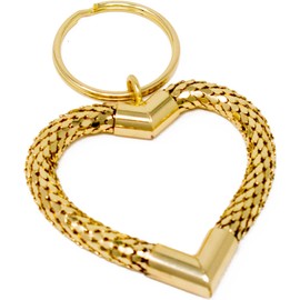 Vintage Gold Large Heart Metal Mesh Jewelry Keychain