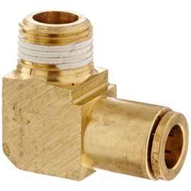 Eaton Weatherhead 1869X6X6 Brass CA360 D.O.T. Air Brake Tube Fitting, 90 Degree Elbow, 3/8" NPT Male x Tube OD