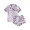 LYANER Women's Striped Silky Satin Pajamas Short Sleeve Top with