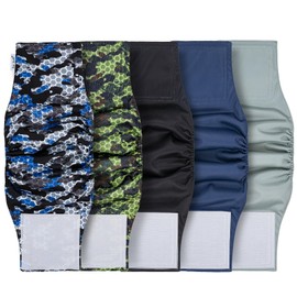 Pet Soft Dog Diapers Male, 5 Pack Male Dog Belly Bands, High Absorbing Washable Males Dog Wraps for Doggie Puppy(Camo, XS)