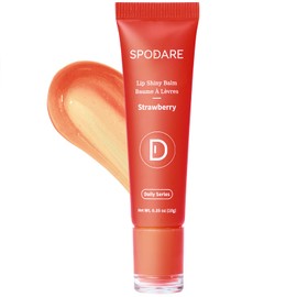 SPODARE Lip Shiny Balm Strawberry: Hydrate and Nourish with Natural Strawberry Extracts& Hyaluronic Acid Complex, Softening, Gloss Finish, Christmas - Light Weight with Shea Butter