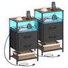 JARHETUN Nightstand Set 2 with Charging Station, Night Stand with