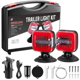 Wireless Trailer Lights Magnetic - Adjustable Magnetic Tow Light with 2 Mounting Options Rechargeable Towing Tail Light Kit Reverse Light for Trucks, Boat, RV, Vehicle, Caravan