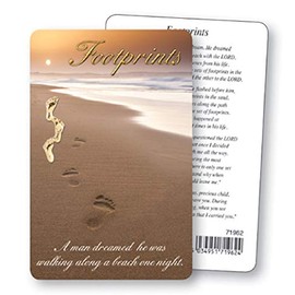CREDIT CARD size FOOTPRINTS IN THE SAND Prayer Verse Card by rosarybeads4u