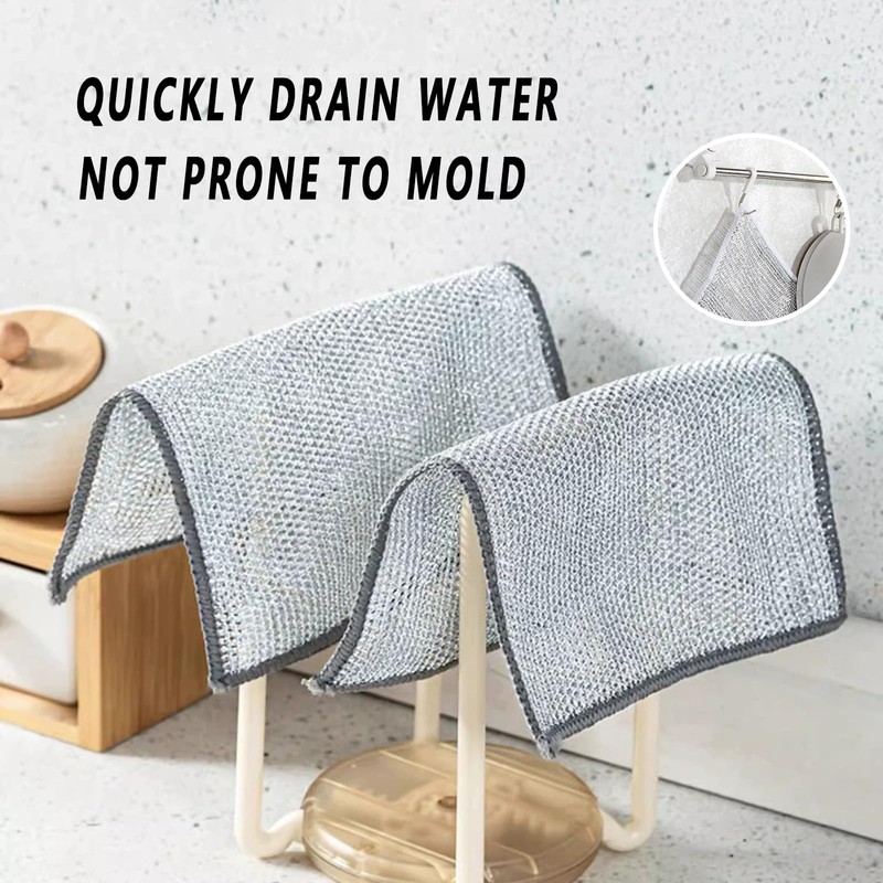 10 Pcs Multipurpose Non Scratch Scrubbing Wire Dishwashing Rags,Reusable Kitchen