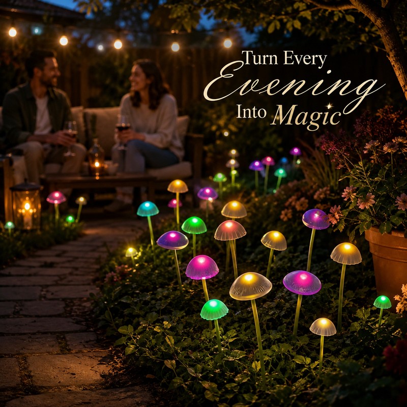 Solar Mushroom Garden Lights for Outdoor Decor – Dual-Mode LED