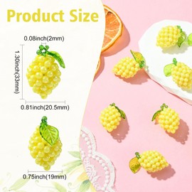 UR URLIFEHALL 10 Pcs Yellow Lemon Acrylic Charms 3D Fruit Beads Dangle Charms for DIY Bracelet Necklace Keychain Jewellery Making Crafts
