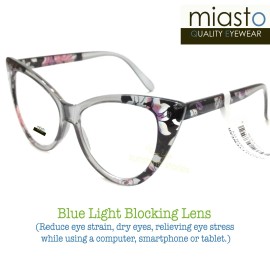Miasto Eyewear (2 PAIRS) MIASTO "BIG CAT EYE" COMPUTER READING GLASSES+2.25 FLOWER & BLACK RED