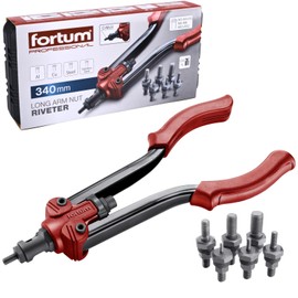 Fortum Hand Rivet Nut Pliers for Threaded Rivets, Rivet Nut Pliers for M3-M12 Rivet Nuts Made of Aluminium, Brass, Steel and Stainless Steel, 34 cm Long, Powerful Riveter Including Pull Pins