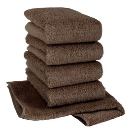 Hiorie Hand Towels, Hotel Style Towels, Classy, Set of 5, Cacao, Fluffy, Finest Super Long Cotton, Instant Absorption, Thick, Senshu Specialty Towel Certified