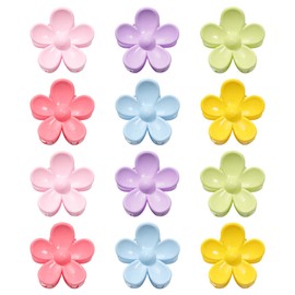 Kajeer Pack of 12 Small Flower Hair Clips for Women Girls Shiny Mini Hair Clips Non-Slip Cute Hair Clips for Fine Thin Hair Thick Hair