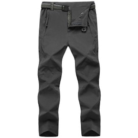 BGOWATU Men's Hiking Pants Quick Dry Lightweight Water Resistant Outdoor Sports Pants with Zipper Cargo Pockets Dark Grey S