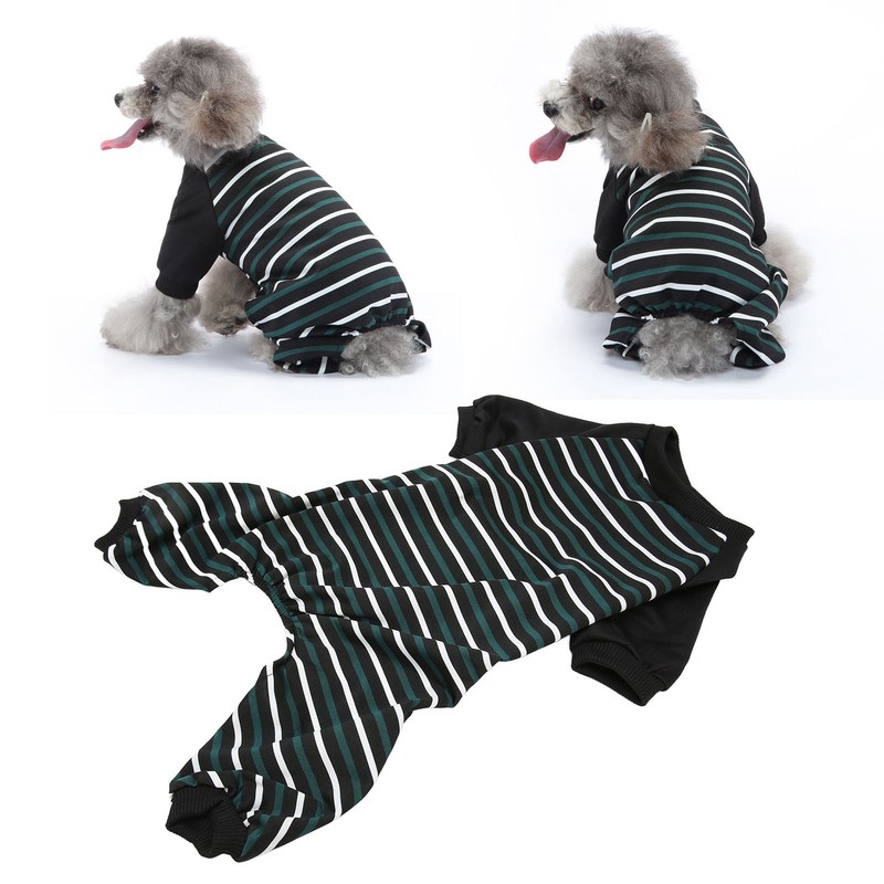 Striped Dog Pajamas Soft Stretchy Fashionable 4 Legged Puppy Pajamas
