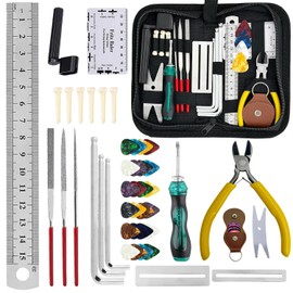 Guitar Maintenance Tools Kit, 50PCS Acoustic Guitar Repair Kit with Carry Bag, Guitar Tool Kit With Guitar Pick,Guitar Accessories Gifts,Guitar Cleaning Kit for Beginners
