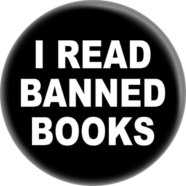 I Read Banned Books - White on Black - 1.5"
