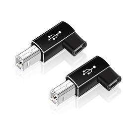 AreMe 2 Pack USB B to USB C Adapter, 90 Degree Right Angle Type C Female to MIDI Converter Compatible with Printer, Electric Piano, Laptops and More Type-C Devices
