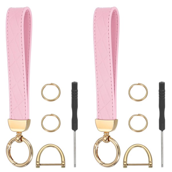 sourcing map Leather Wristlet Keychain Car Key Chain Wristlet for