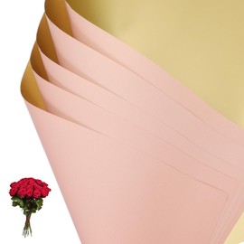 PATIKIL Flower Gift Wrapping Paper, 20 Sheets Double Sided Golden Waterproof Bouquet Paper Wrap Florist Supplies Packaging Floral Papers for Wedding DIY Craft Valentine, Pink/Gold