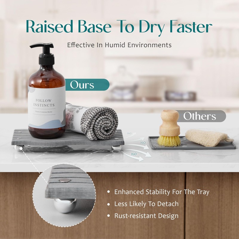 Water Absorbing Stone Tray for Sink, Diatomite Drying Stone for