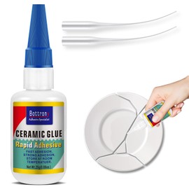 BOTTRONY Ceramic Glue, Super Glue for Ceramic and Pottery Repair, Fast Instant Waterproof Cyanoacrylate Adhesive for Porcelain, Pottery, Dishes, Tiles, DIY Crafts, and More