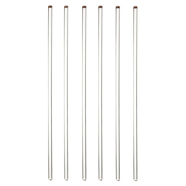 Glass Stirring Rod Stir Stick 12'' Long 0.25'' Diameter with Both Ends Round 6 Pack