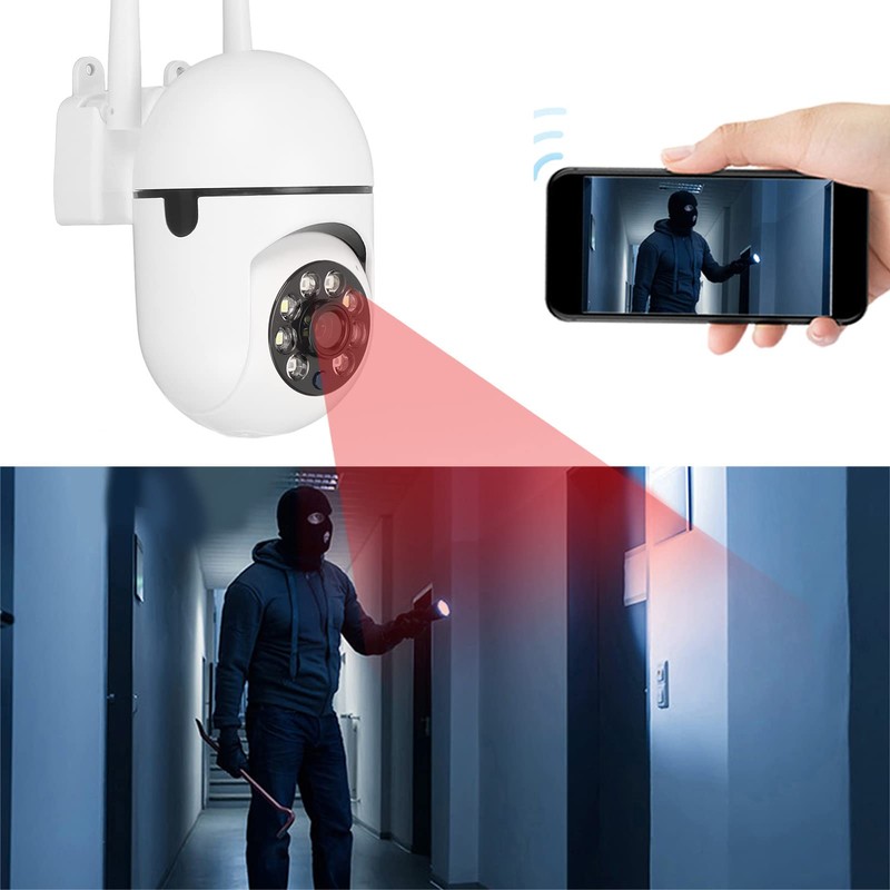 Jectse Indoor Outdoor Surveillance Camera, 1080P 360° Panoramic WiFi Home