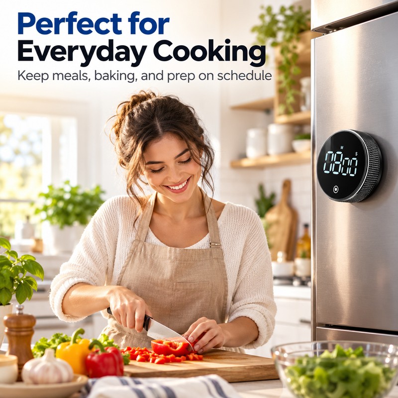 Magnetic Rotary Kitchen Timer – Battery-Free Count Up & Countdown