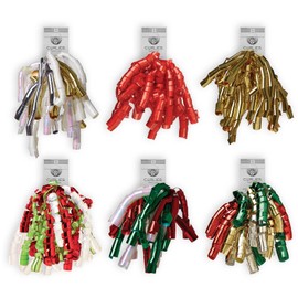 Jillson Roberts 6-Count Self-Adhesive Metallic Curly Bows Christmas Assortment, Elegant Holidays