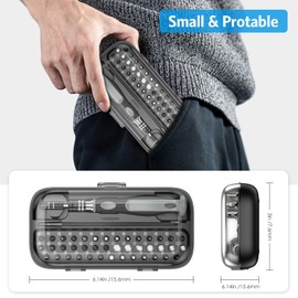 AMIR 48 in 1 Precision Screwdriver Set with Retractable Extension Shaft & Tweezers, Magnetic Screwdriver Set, Small Screwdriver Hand Repair Tool Kit for Laptop, PC, Phone, Computer, Game Console