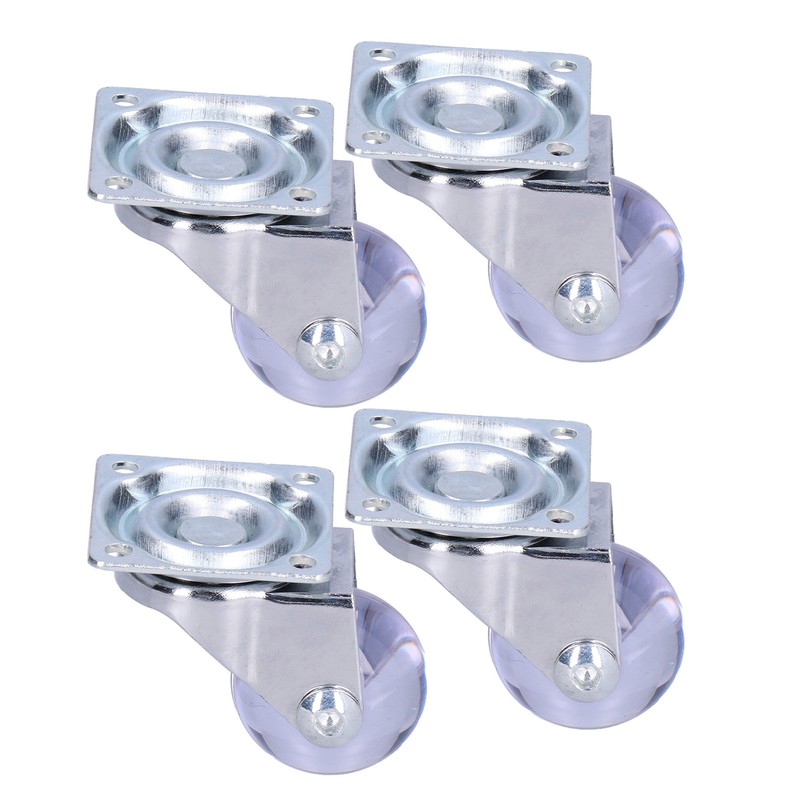 4 Pcs Swivel Caster Heavy Duty Stainless Steel Transparent PU