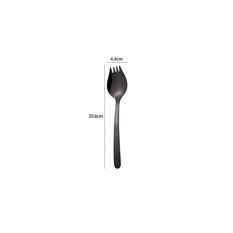 MBB Black Sporks Spoon Forks 6-Pack Stainless Steel Long Handle