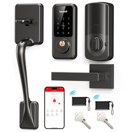 Smart Front Door Lock Set: Hornbill Keyless Entry Door Lock Deadbolt with Handle, Digital Keypad Smart Home System, Auto-Lock, Easy Install, Matte Black