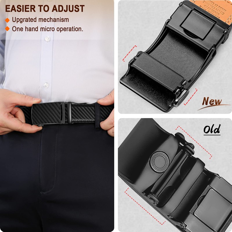 KEMISANT Men's Leather Belt Ratchet Automatic Buckle for Men Business