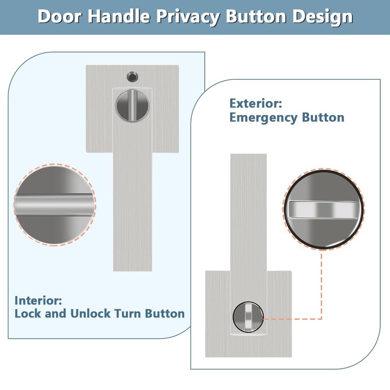 KAMOTA Privacy Door Levers, 6 Pack Satin Nickel Door Handles