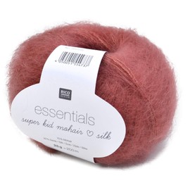 Rico Essentials Super Kid Mohair loves Silk, Colour 014 - Berry, Super Kid Mohair & Silk Lace Yarn for Knitting and Crocheting, Lace Wool Needle Size 4.5 mm