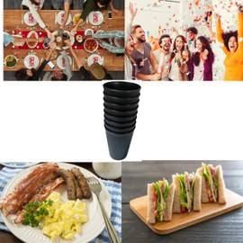 8 Pack Wheat Straw Cups Reusable Drinking Cups, Durable & Lightweight, Perfect for Home, Office, Camping, and Outdoor Use Dishwasher Safe (Black)