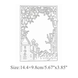 Snowflake Castle Rectangular Frame Metal Die Cuts, Christmas Stencils DIY Crafts Cards Cutting Dies Cuts for DIY Embossing Card Making Photo Decorative Paper Dies Scrapbooking