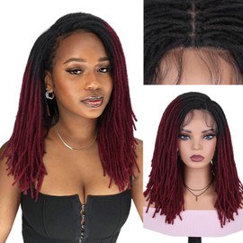 Lady Miranda Full Lace Dreadlock Wig with Baby Hair Pre Plucked Knotless Square Part Faux Locs Wig Braided Wigs for Black Women Full Lace Wigs Dreadlocks Crochet Hair for Black Women (1B/BUG)
