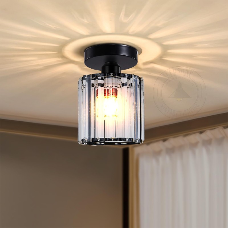 LEDSone Modern Mini Chandelier Crystal Ceiling Light Fixture, Semi Flush