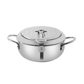 Gevvnss Mini Fryer, Stainless Steel Fryer with Thermometer and Oil Draining Rack, 8 Inch Japanese Fryer with Oil for French Fryer, Shrimp, Fish