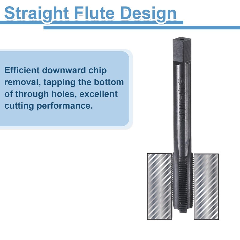 sourcing map Straight Flute Thread Tap, 1/8-27 NPS Nitride Coated