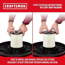 Craftsman - CMXZVBE38754 - Filtro de repuesto para aspiradora húmeda/seca de uso general con rayas rojas para aspiradoras de 5 a 20 galon...