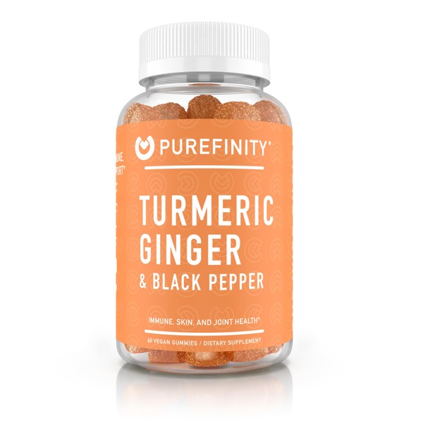 PUREFINITY PUREFINITY Turmeric and Ginger Supplement Gummies with Black Pepper,