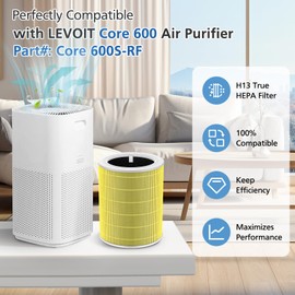Core 600s Pet Replacement Filter Compatible for LEVOIT Core 600S Air Purifier, 3-in-1 H13 True HEPA Filter and Activated Carbon 600s Filter, Core 600S-RF-PA, 2 Pack