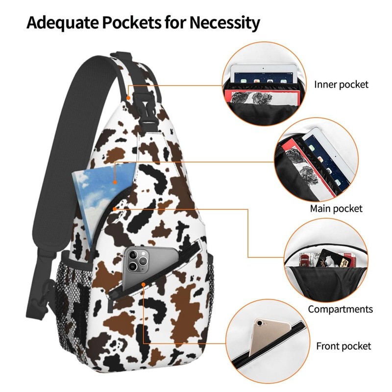 Cow Cross Body Bag Sling Bag Chest Bag for Men
