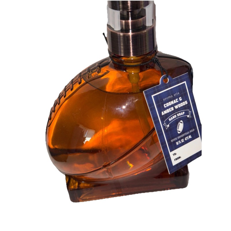 Aroma Aria COGNAC & AMBER WOODS Hand Soap-16fl.oz Football Shape