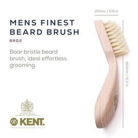 Kent BRD2 - Cepillo de cerdas de jabalí para barba para hombre, cerdas de jabalí blancas naturales especialmente cortadas para dar forma y aseo impeca