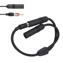 Jewkot 1 PC Car Radio Antenna Connector, One Male to Two Female Y-Shape Audio Antenna Splitter Connector Adapter, Automotive Antenna Extension Cable, Compatible with Most Cars, Trucks, SUVs (Black)