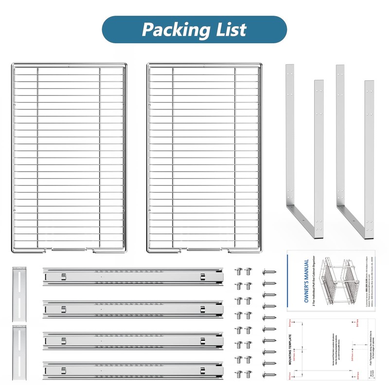 LOVMOR 2 Tier Individual Pull Out Cabinet Organizer 11"W x